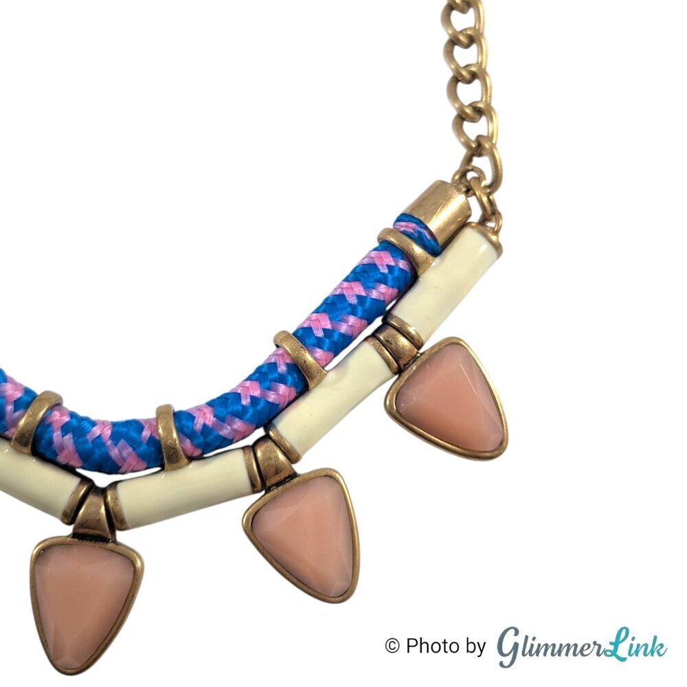 J.Crew Maximalist Statement Necklace – Gold Tone with Braided Cord & Resin Drops - Picture 5 of 13